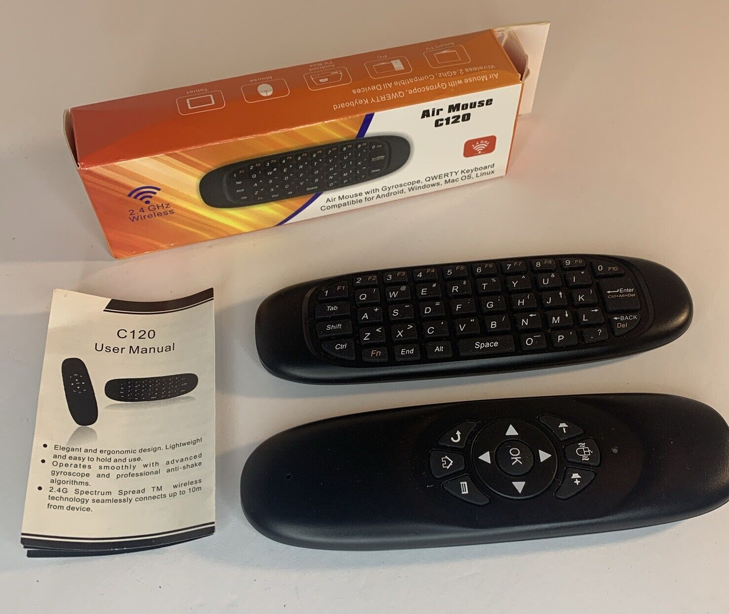 (2) Pre-Owned C120 2.4 Remote Control Air Mouse Wireless Keyboards