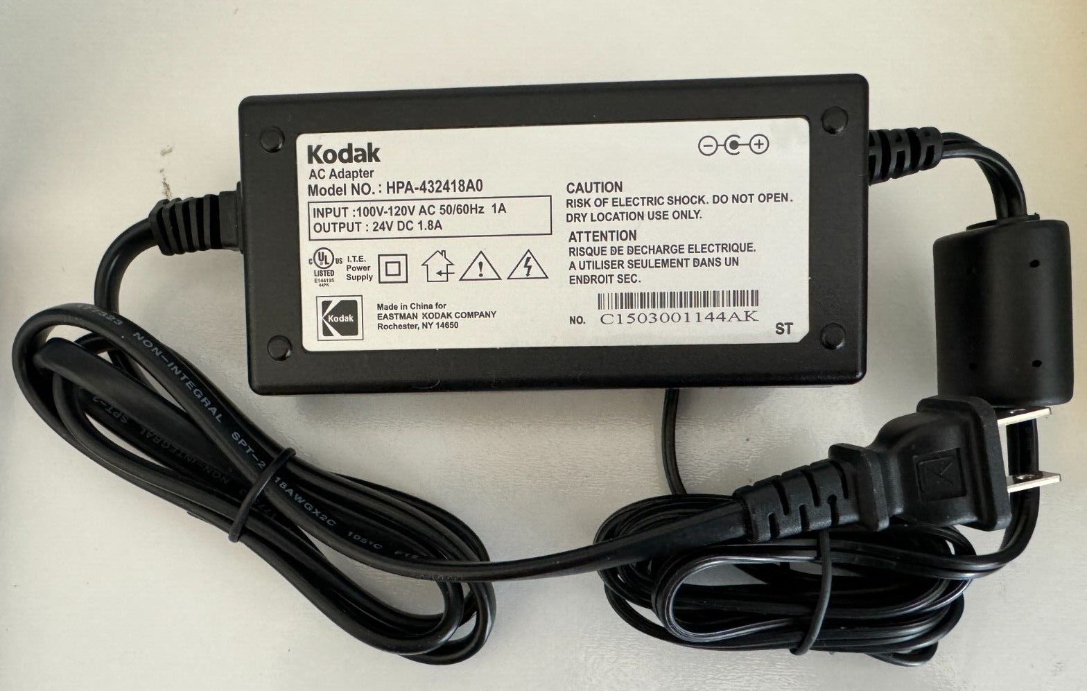 Kodak AC Adapter Model HPA-432418A0 with Output 24V DC 1.8A Works