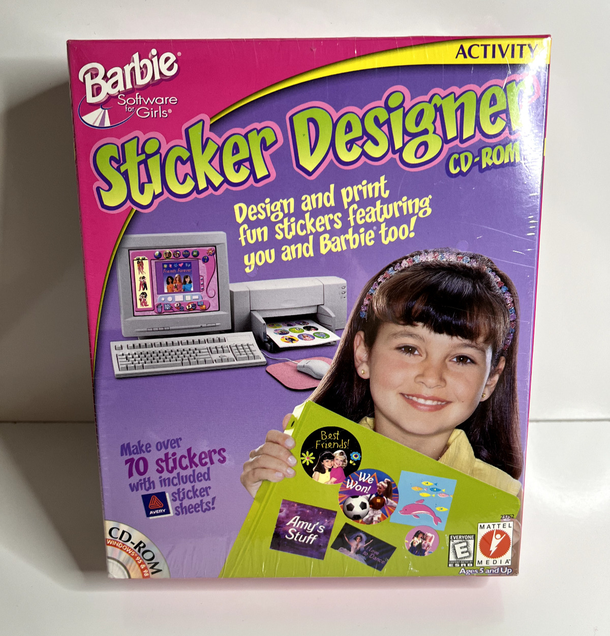 VINTAGE Barbie Software for Girls Sticker Designer CD-ROM Sealed New (FOR OLD OS