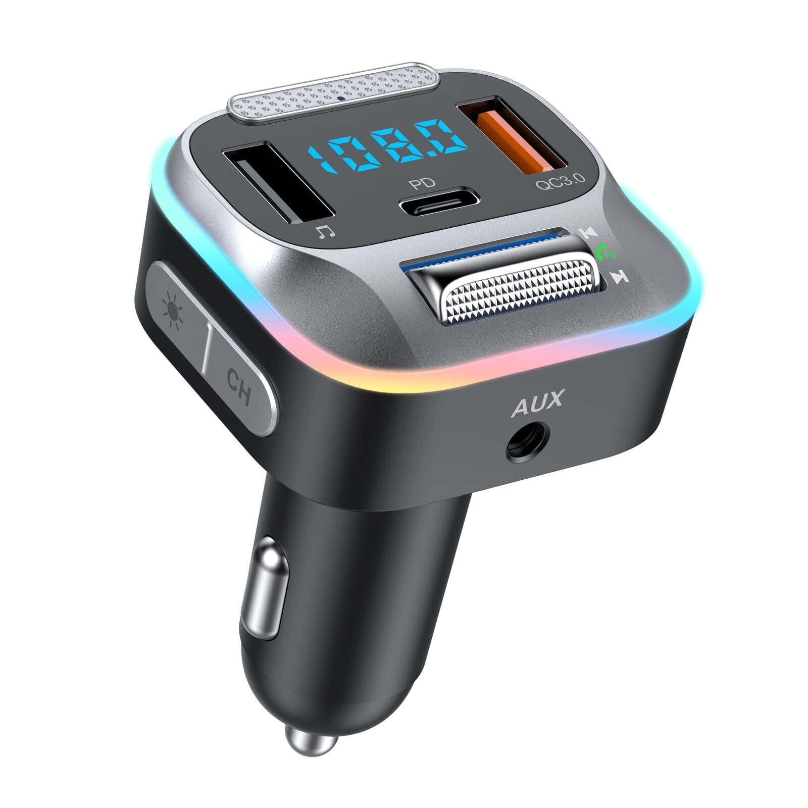 Bluetooth 5.0 Car FM Transmitter USB Adapter Wireless AUX Radio PD QC MP3 Player
