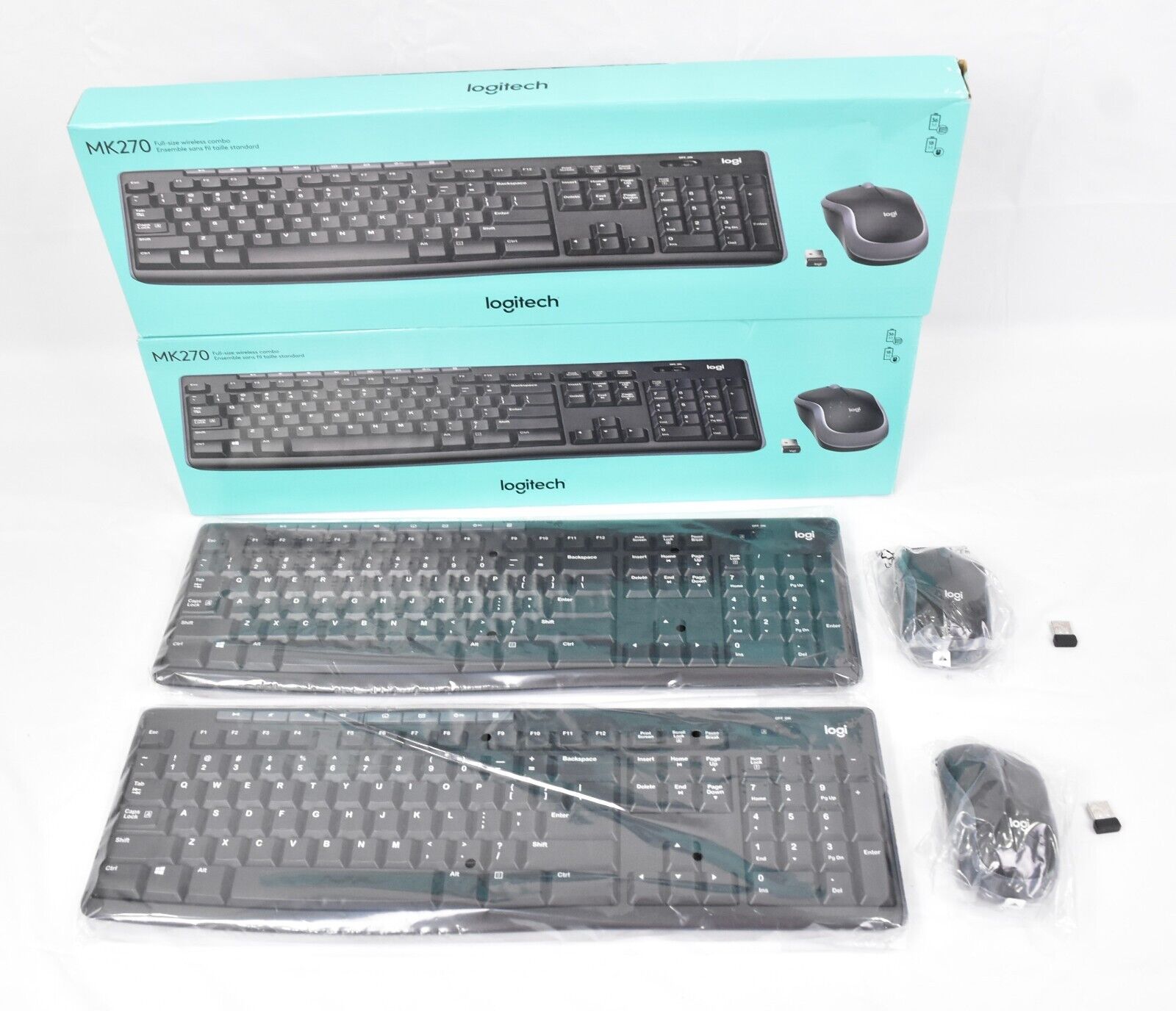 Lot of (2) Logitech MK270 Wireless Keyboard Mouse Bundle