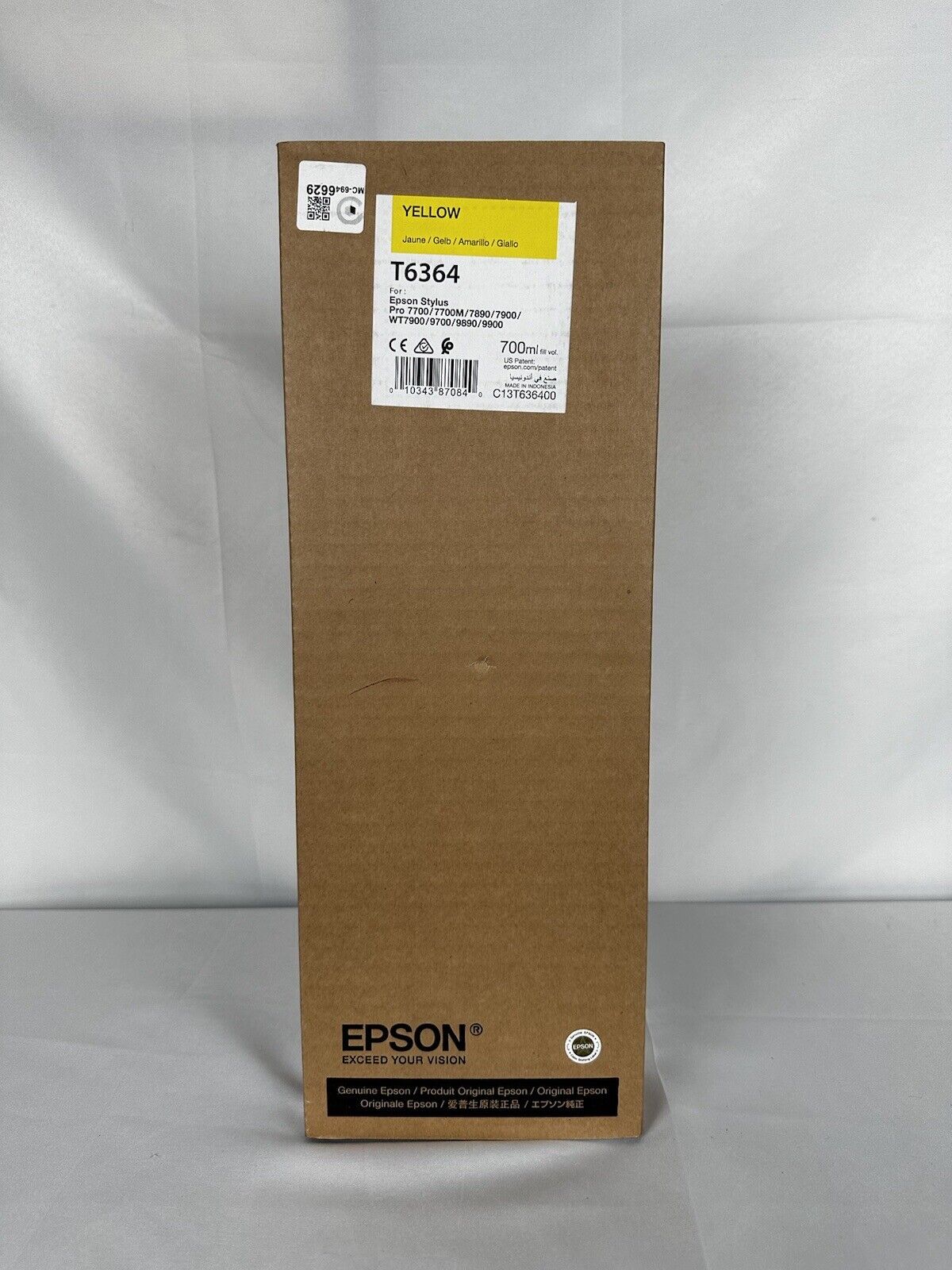 Sealed Epson T6364 Yellow Ink Tank Bag 700ml Stylus Pro 7890  New - EXP 12/2022
