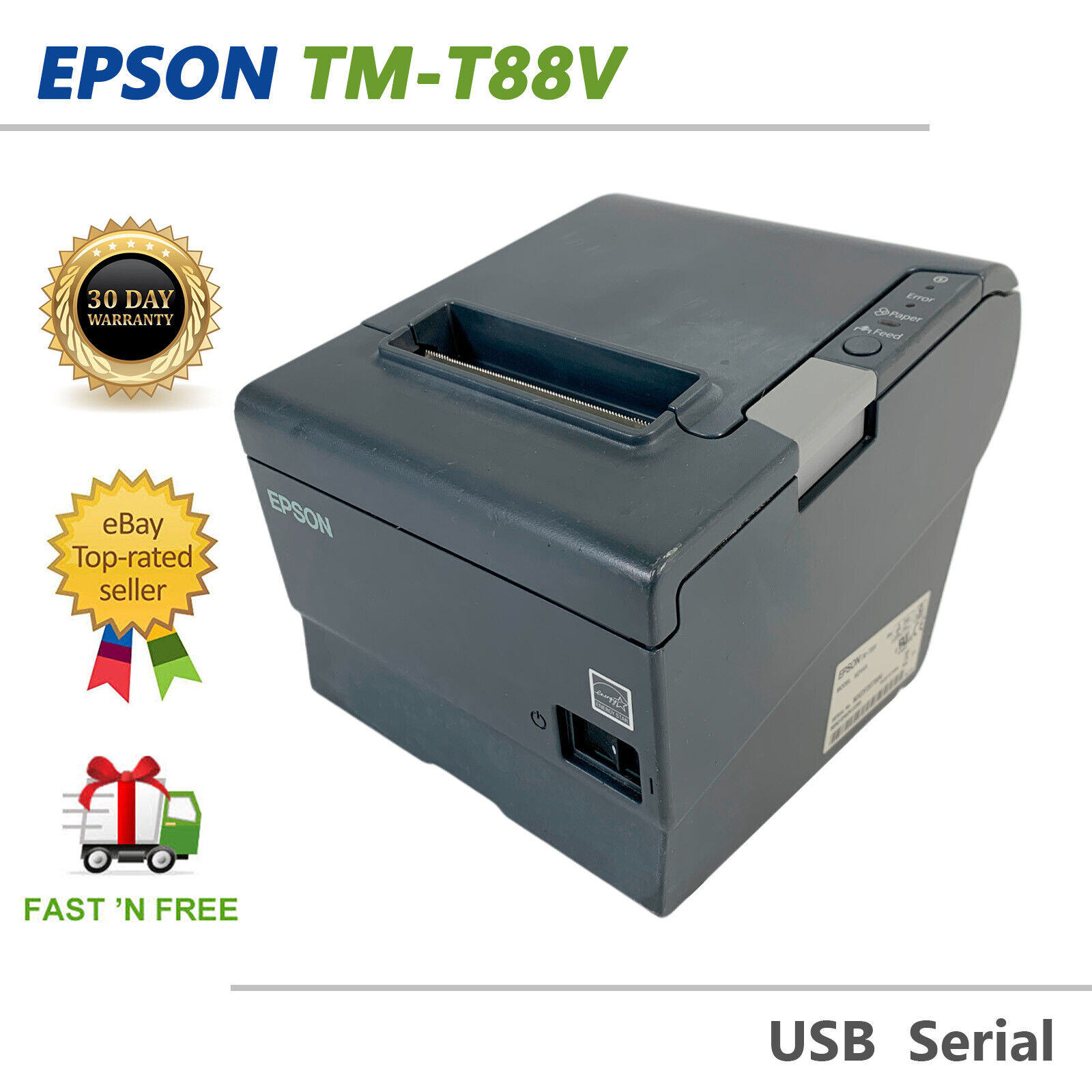 Epson TM-T88V M244A POS Compact Thermal Receipt Printer USB Serial No AC Adapter