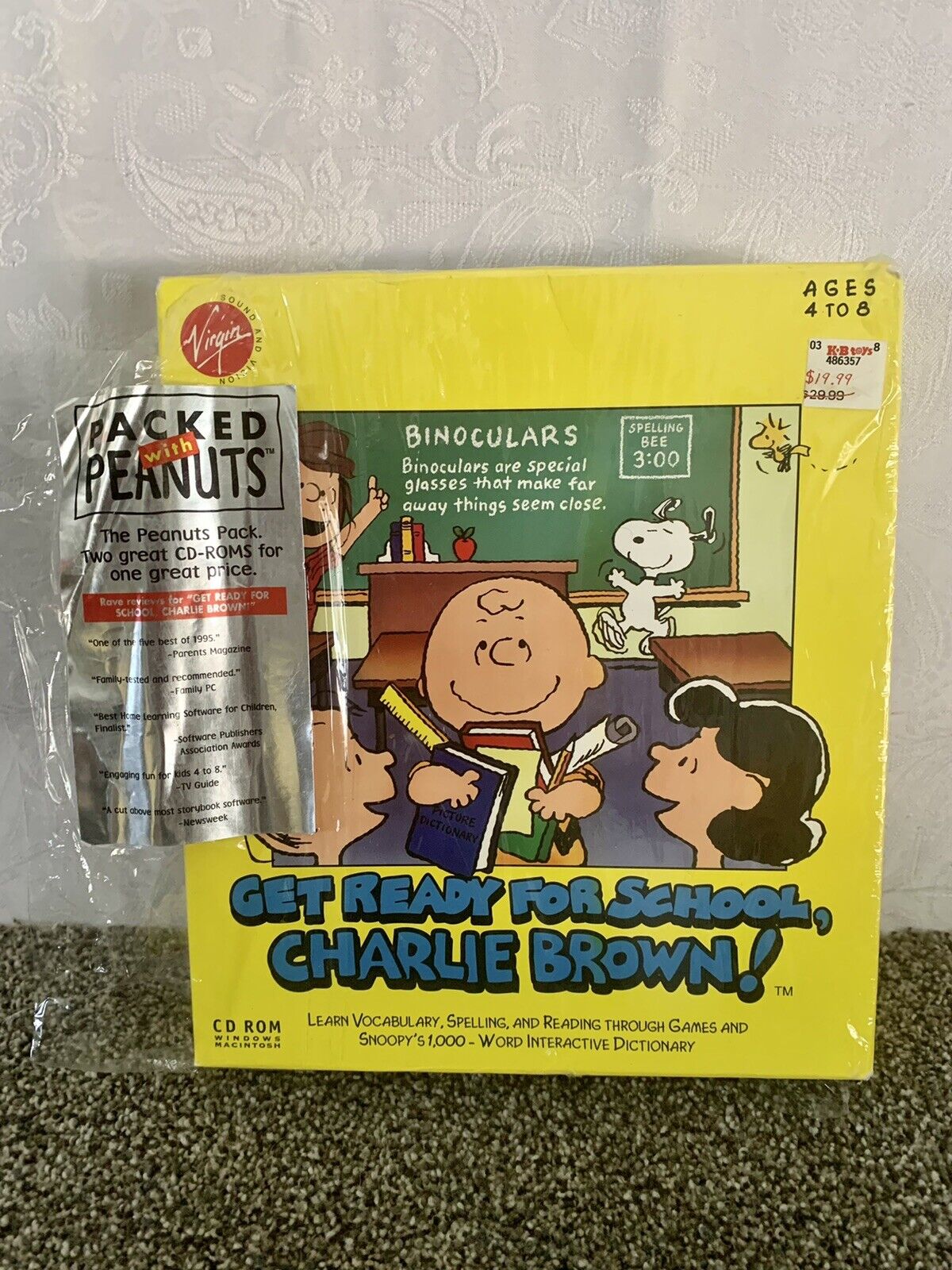 1995 Get Ready For School, Charlie Brown CD ROM. Windows and Mac. Educational. 