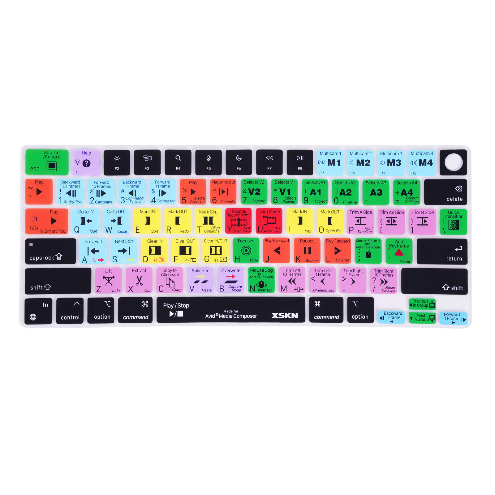 XSKN US Avid Media Composer Keyboard Cover for 2021-2023 Macbook Pro 14.2/16.2