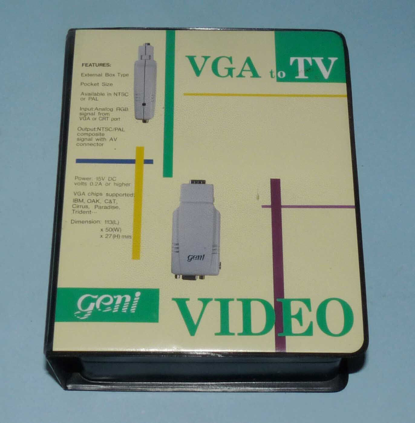 Geni Video VGA to TV 1980’s Vintage Computer Accessory