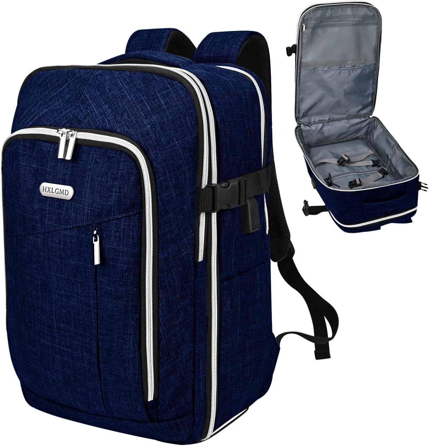 Personal Item Travel Backpack for Women Men, Flight Approved Carry Navy Blue 