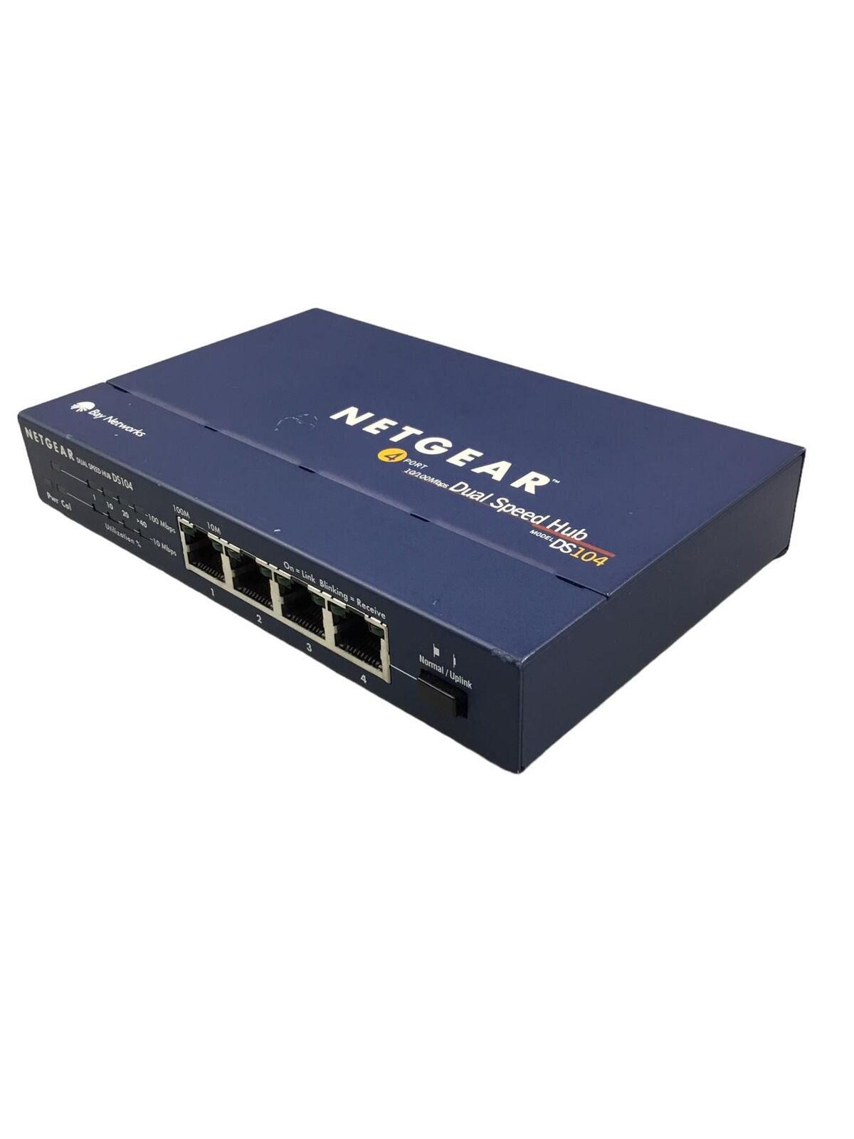 Netgear DS104 Ethernet Switch 4-Port 10/100Mbps Dual Speed Hub 12v - Untested