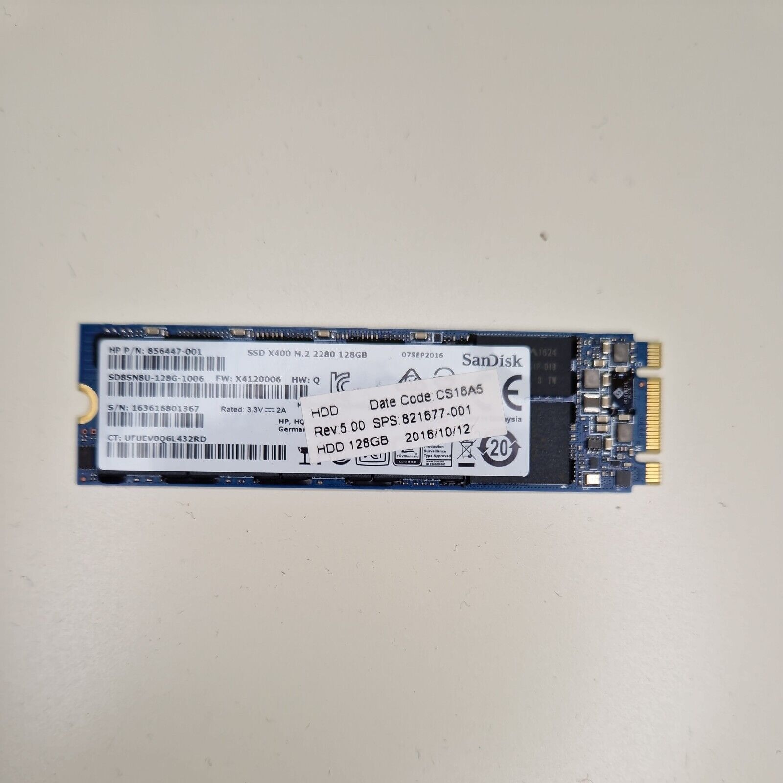 SanDisk SSD X400 M.2 2280 128GB Solid State Drive 856447-001 SD8SN8U-128G-1006