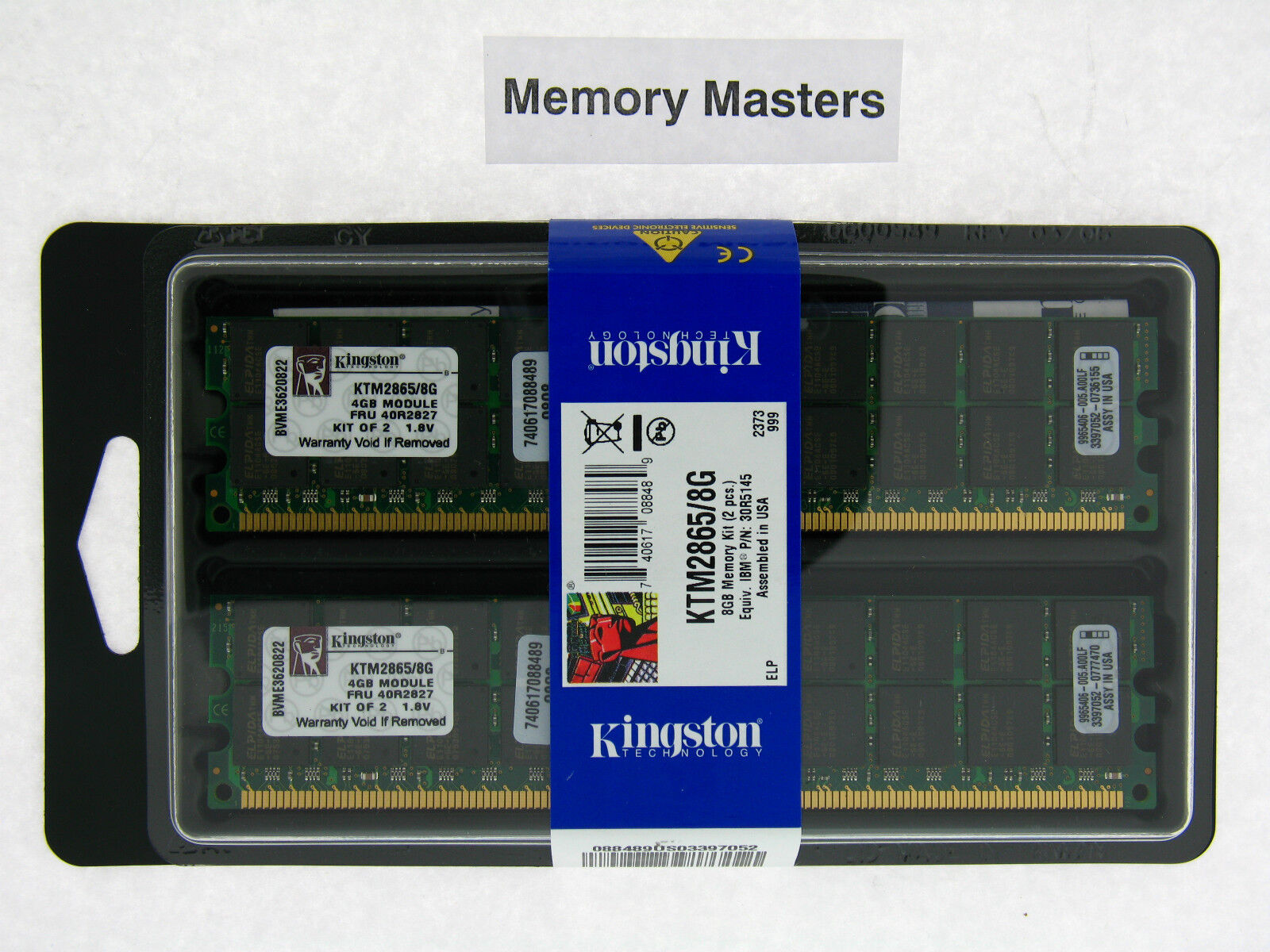 KTM2865/8G 8GB (2x4GB) PC2-3200 DDR2-400 240PIN Registered Server RAM Kit