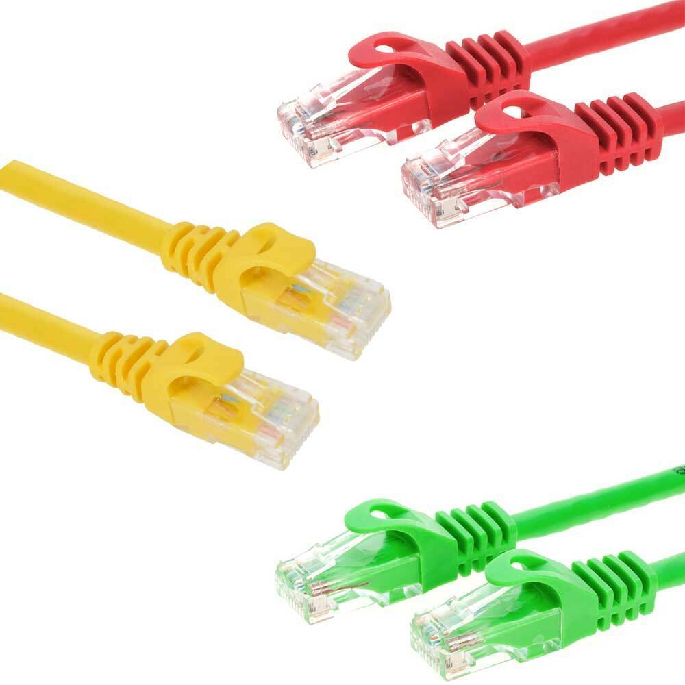 Cat6 Ethernet Internet LAN Network Cable Modem Router Green Red Yellow Lot