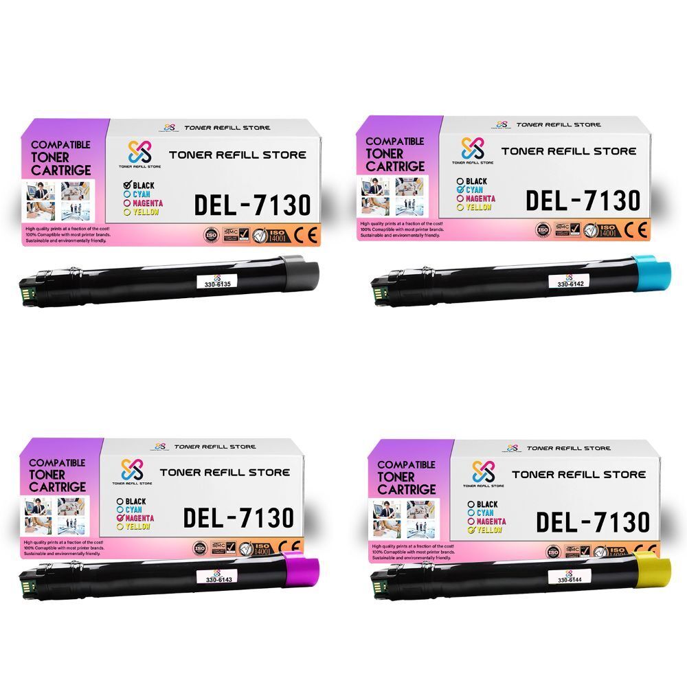 4Pk TRS 7130 BCYM Compatible for Dell Color Laser 7130cdn Toner Cartridge
