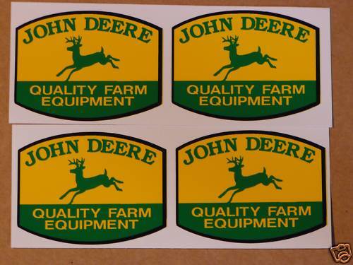 4 JOHN DEERE 2 inch QFE DECALS Adhesive Backed, Tractor Computer Cut   J1987