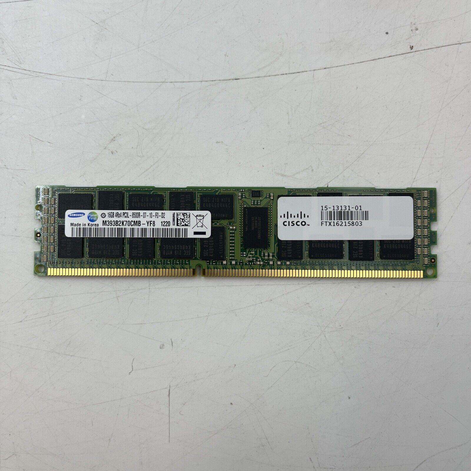 Lot of (32) Samsung 16GB DDR3 PC3L-8500R 4Rx4 ECC SERVER RAM M393B2K70CMB-YF8