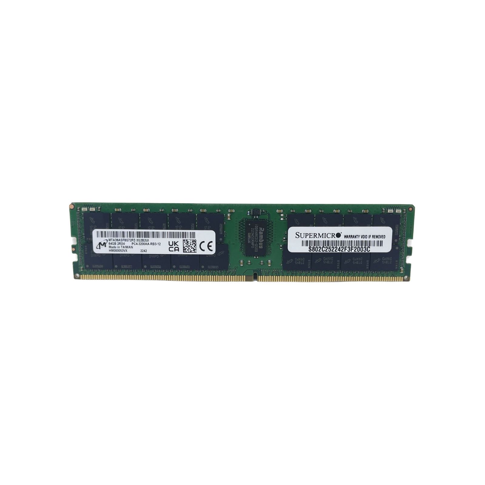 Micron 64GB 2RX4 PC4-3200 DDR4 ECC Registered Memory DIMM DDR4-25600 Server RAM