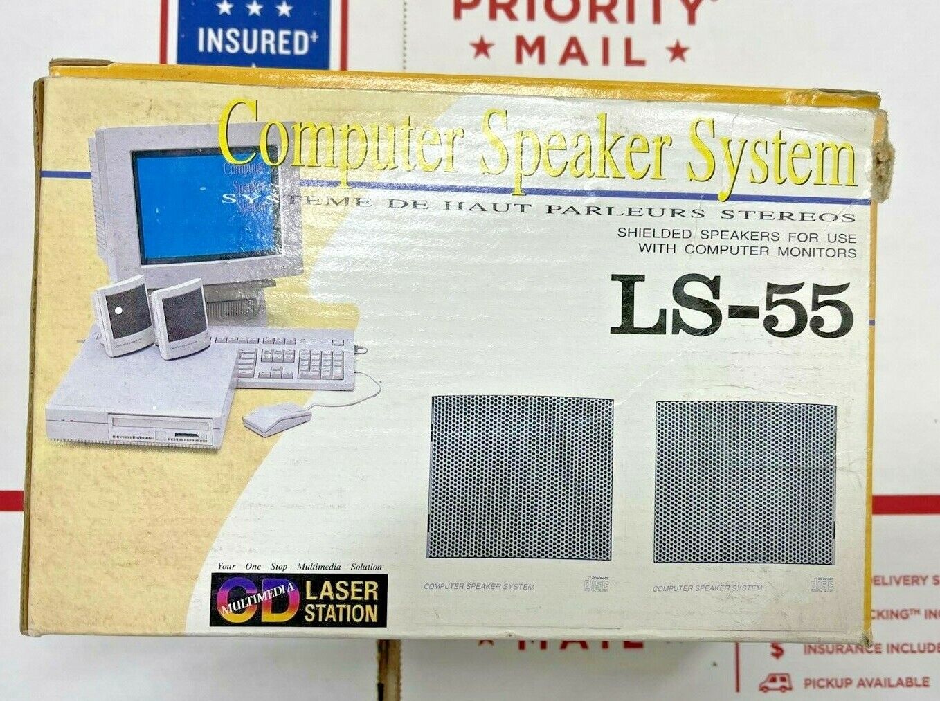 RARE 1980 NEW RETAIL LASER STATION LS-55 COMPUTER SPEAKERS - 3 IN X 2 IN RM2-WIN