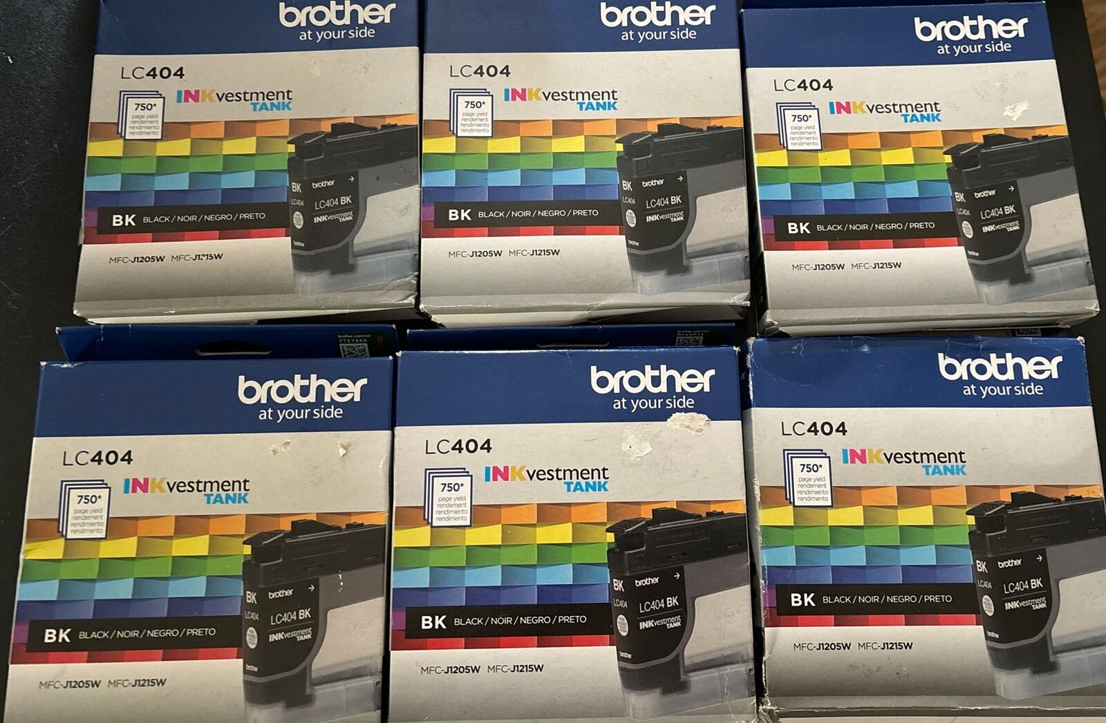 Lot Of 6 Brother LC404 Black Ink Cartridges