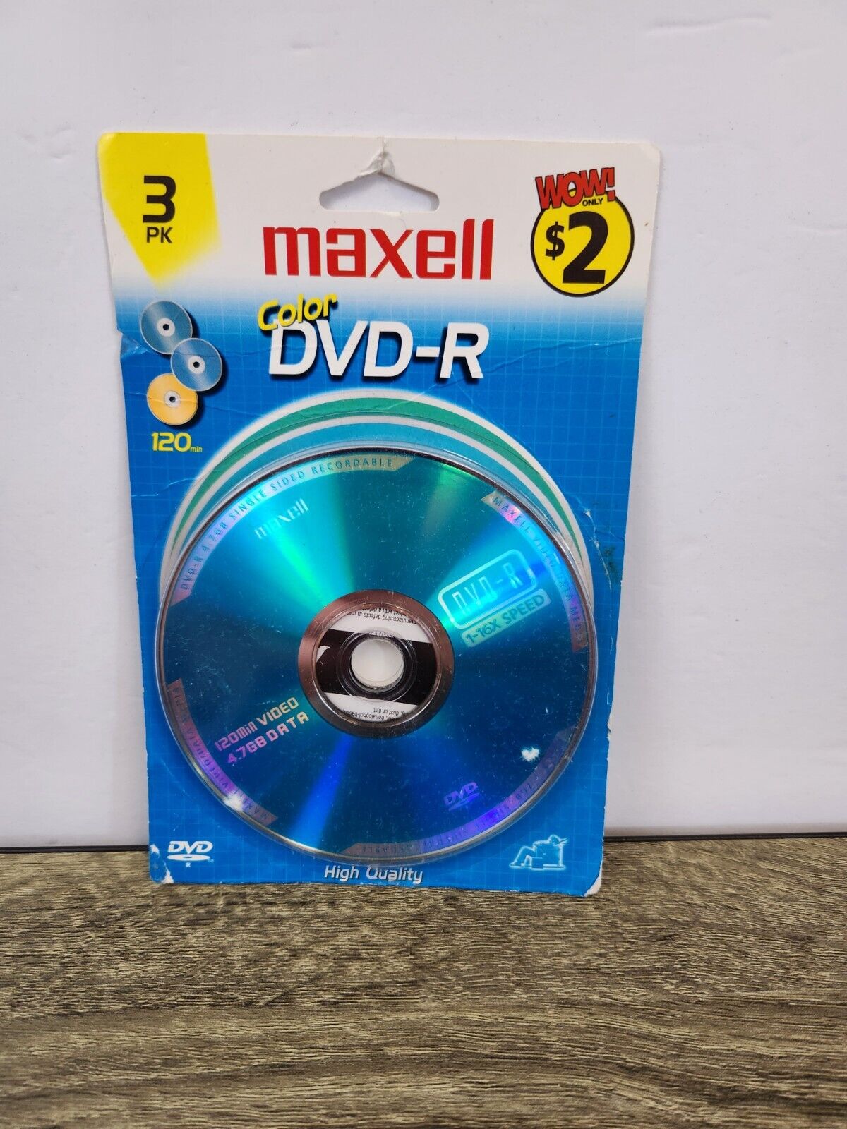 Maxell DVD-R 3 Pack Color New NIP Data Video Music Recordable Blank Media Vtg 