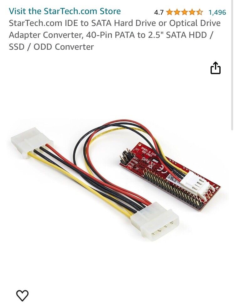 Startech.com 40 Pin Ide To Sata Converter
