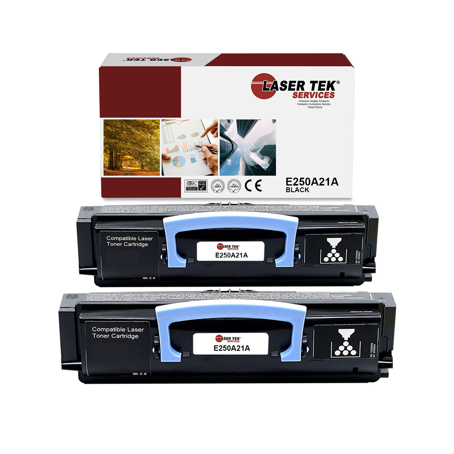 2Pk LTS E250 E250A21A Black Compatible for Lexmark E250 E350 E352 E450 Toner