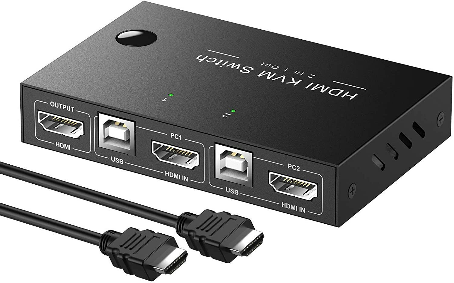 KVM Switch HDMI 2 Port Box, USB Selector for 2 Computers Share Keyboard Mouse