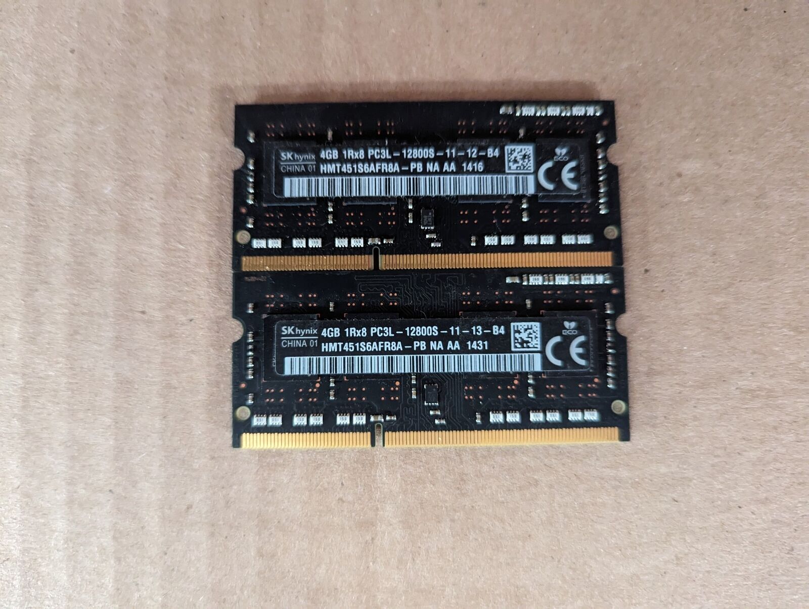 LOT 2 HYNIX 4GB DDR3L 1600 PC3L-12800S LAPTOP MEMORY HMT451S6AFR8A-PB M8-2(19)