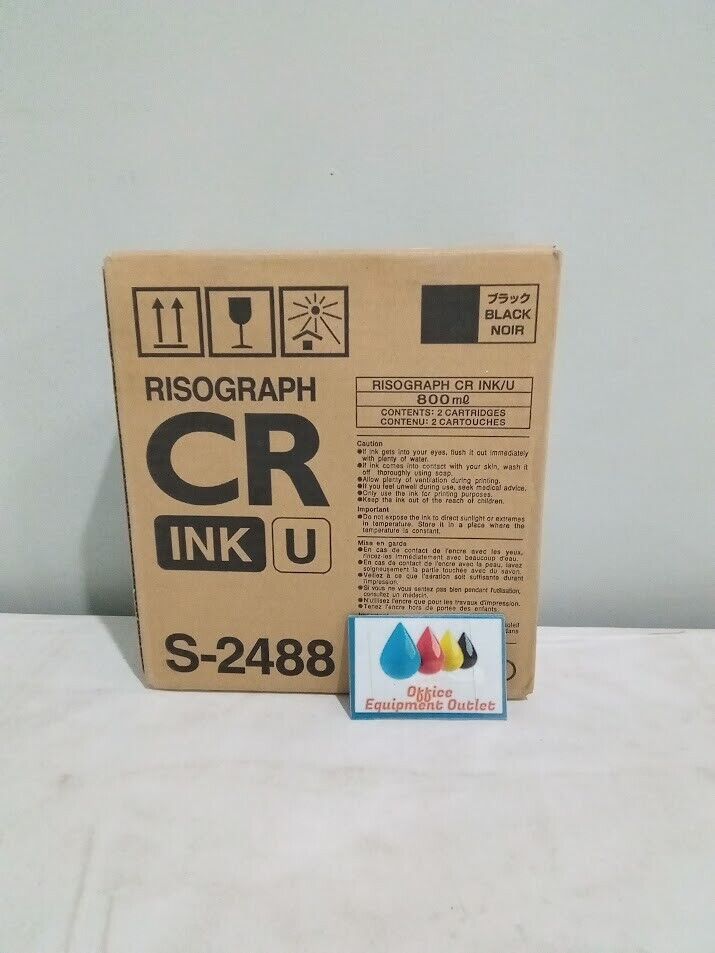Risograph S-2488 Black Digital Duplicator Ink Pack of 2 Exp 2017