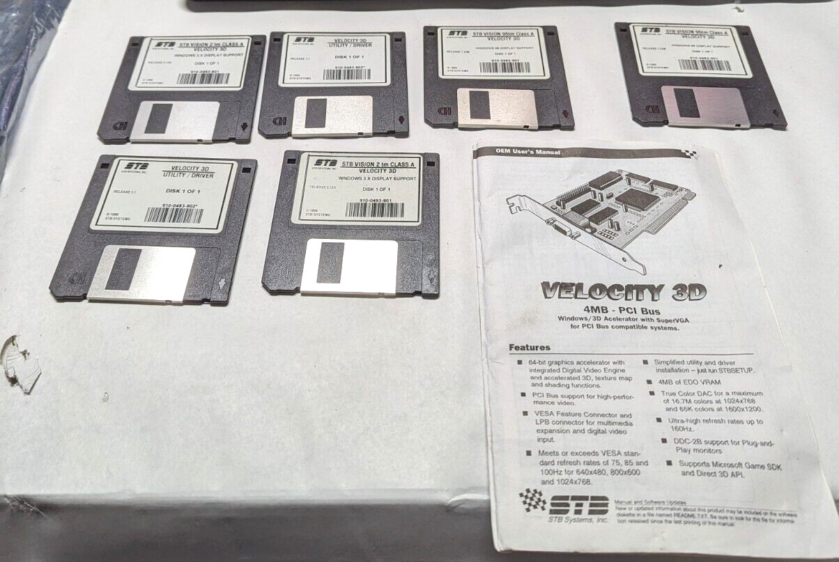 STB Vision 95Tm Class A velocity 3d drivers on disk VINTAGE