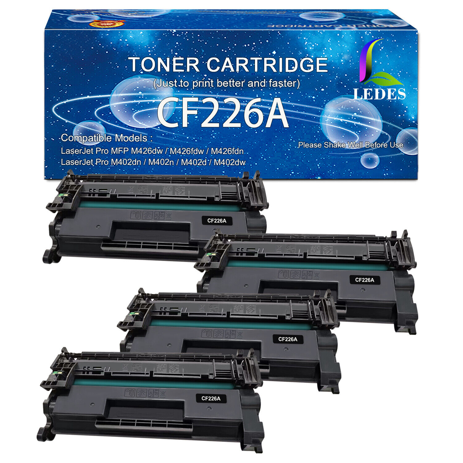 4 Black CF226A 26A High Yield Toner Cartridge for HP LaserJet Pro M402 MFP M426