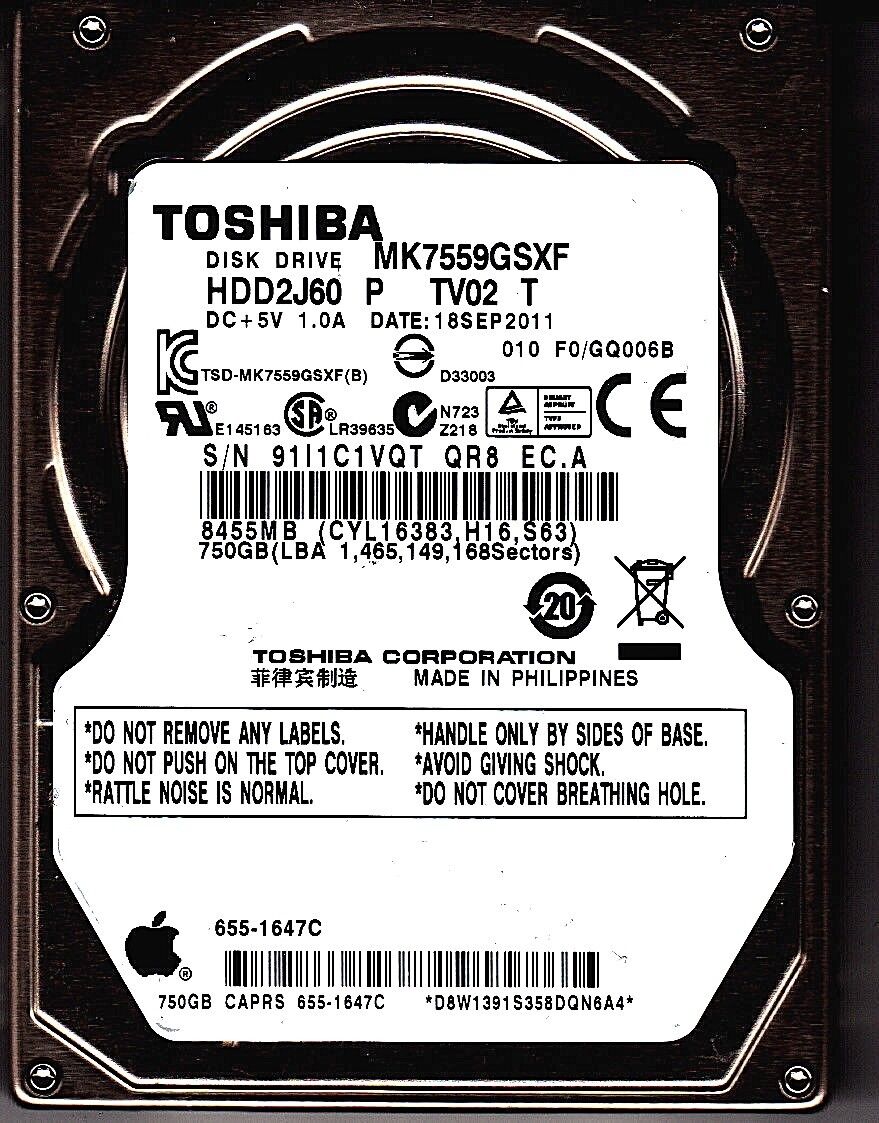 FOR DATA RECOVERY Toshiba MK7559GSXF HDD2J60 P TV02 T SATA BAD SECTOR 6823