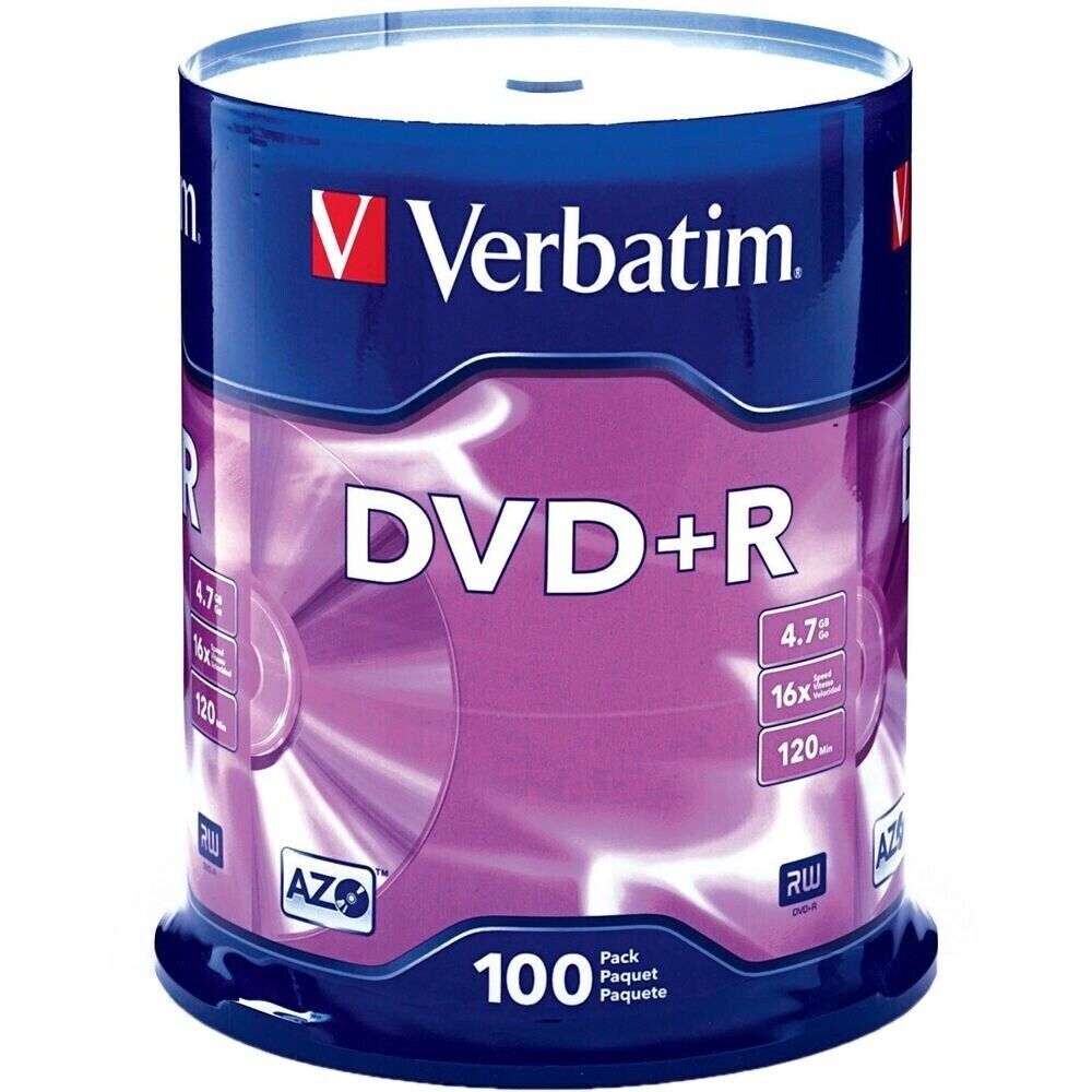 Overstock Verbatim Life Series 16x DVD+R Discs - SINGLE Pack of 100 #97175