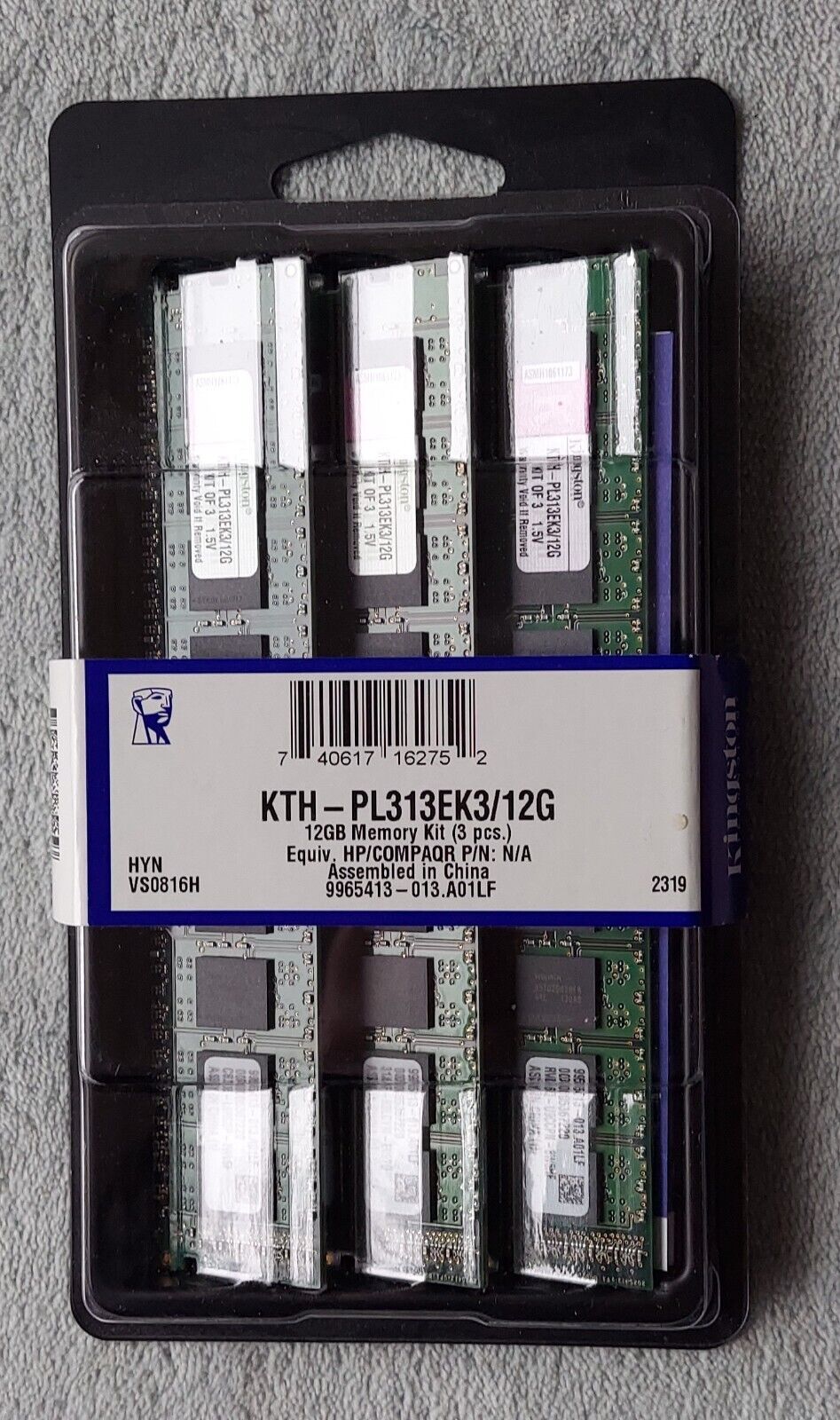 BRAND NEW Kingston Technology 12 GB Kit (3x4 GB) 1333Mhz DDR3 PC3-10600 240-Pin
