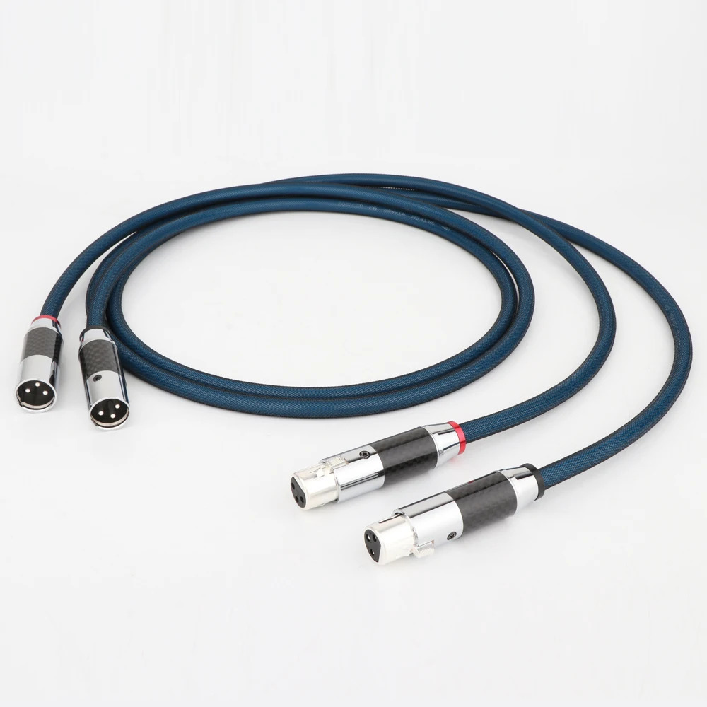 Pair Silver Plated XLR Audio Cable Carbon Fibre XLR Plug OFC Copper Signal Line