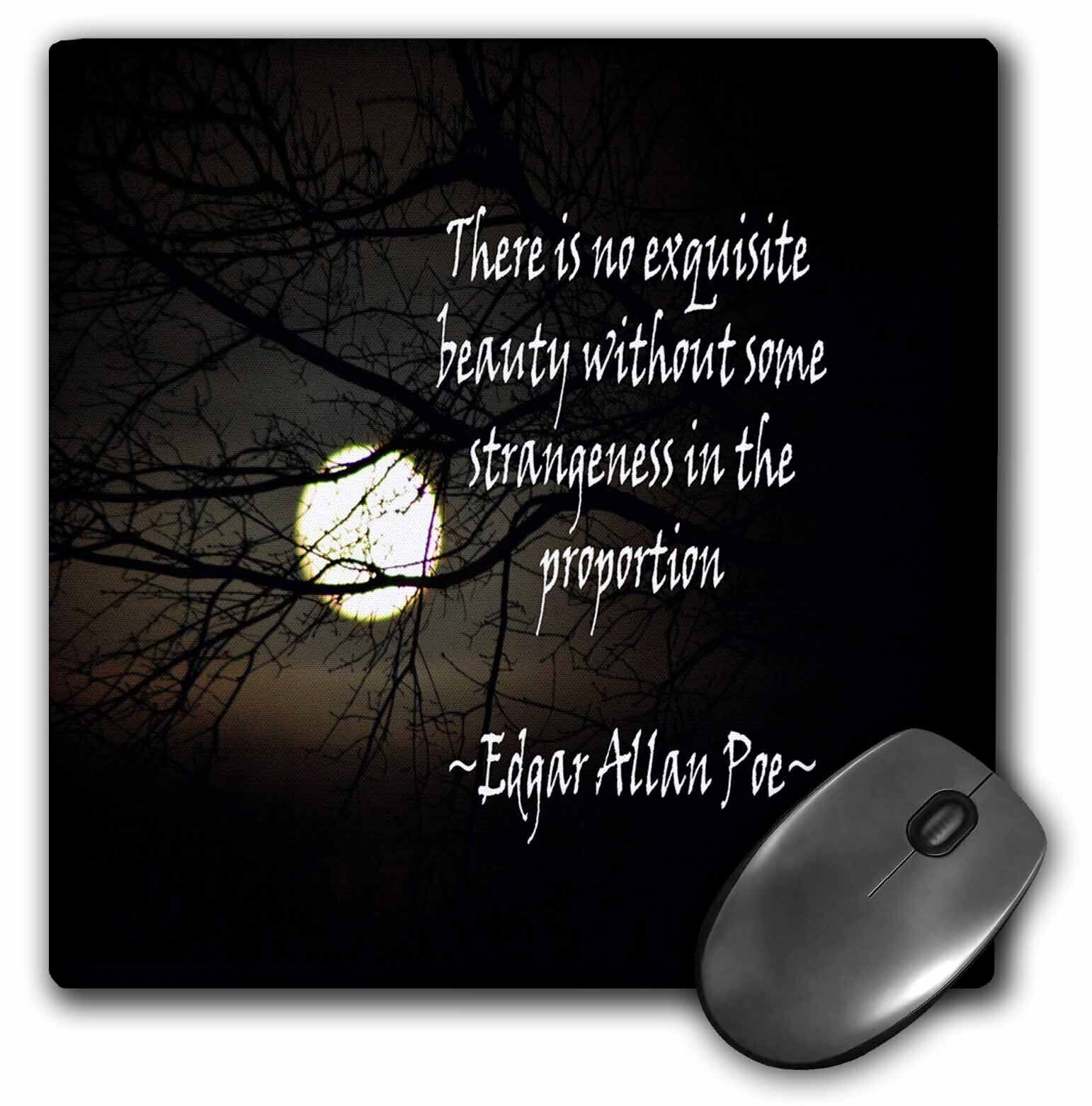 3dRose Edgar Allan Poe No Exquisite is a photo of the moon with a quote MousePad