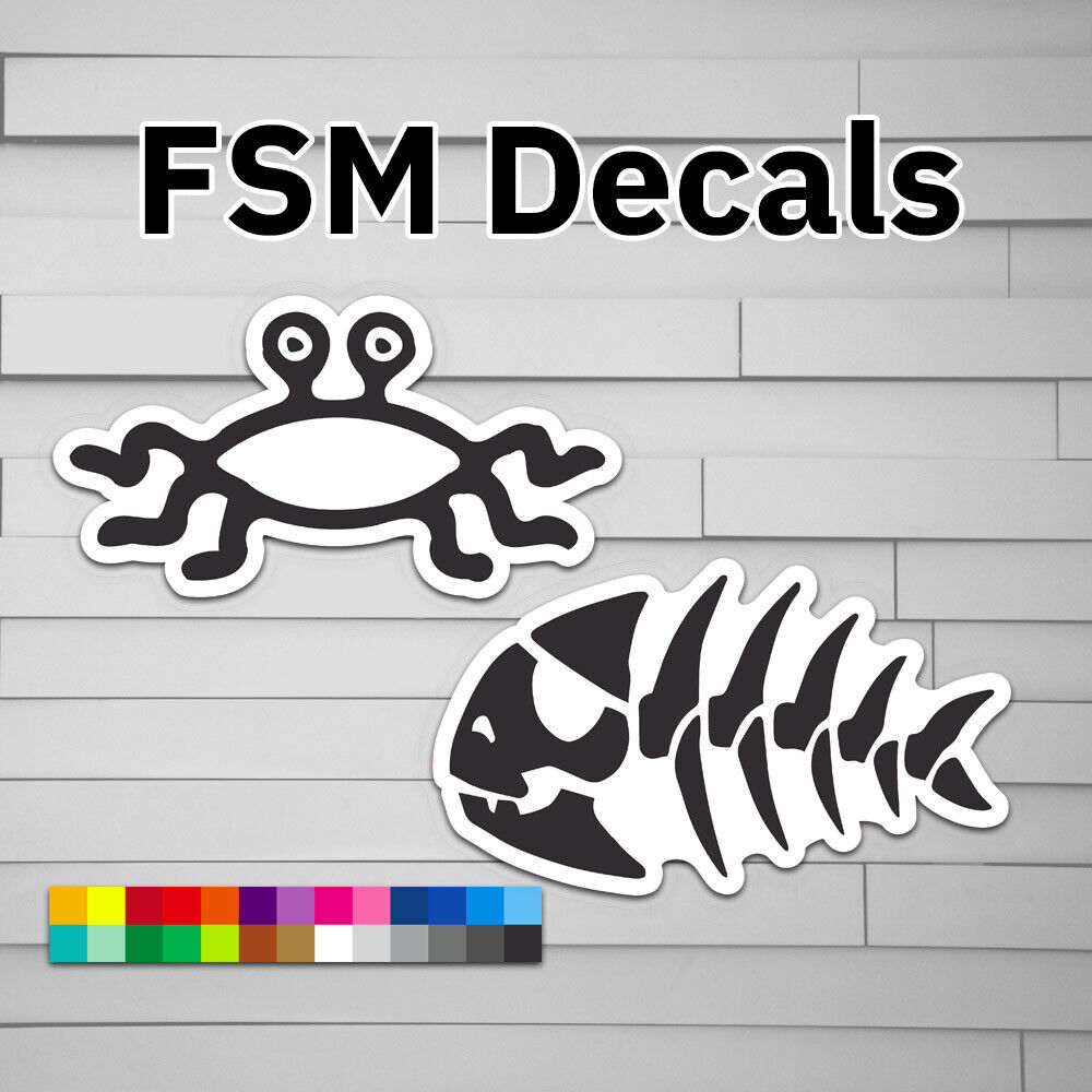 FSM Flying Spaghetti Monster Jolly Pirate Fish Decal, Sticker for Laptop