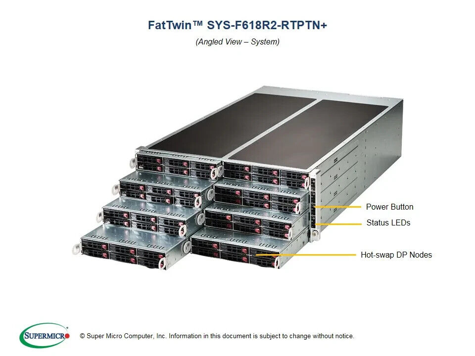 Supermicro SYS-F618R2-RTPTN+ 8-Node Barebones Server, NEW IN STOCK, 5 Year Wty