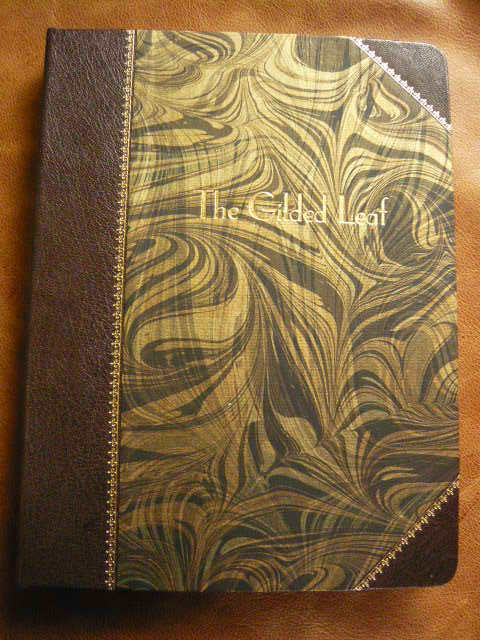 Finely Bound iPad Cover: Morocco Leather & Handmarbled Paper by The Gilded Leaf