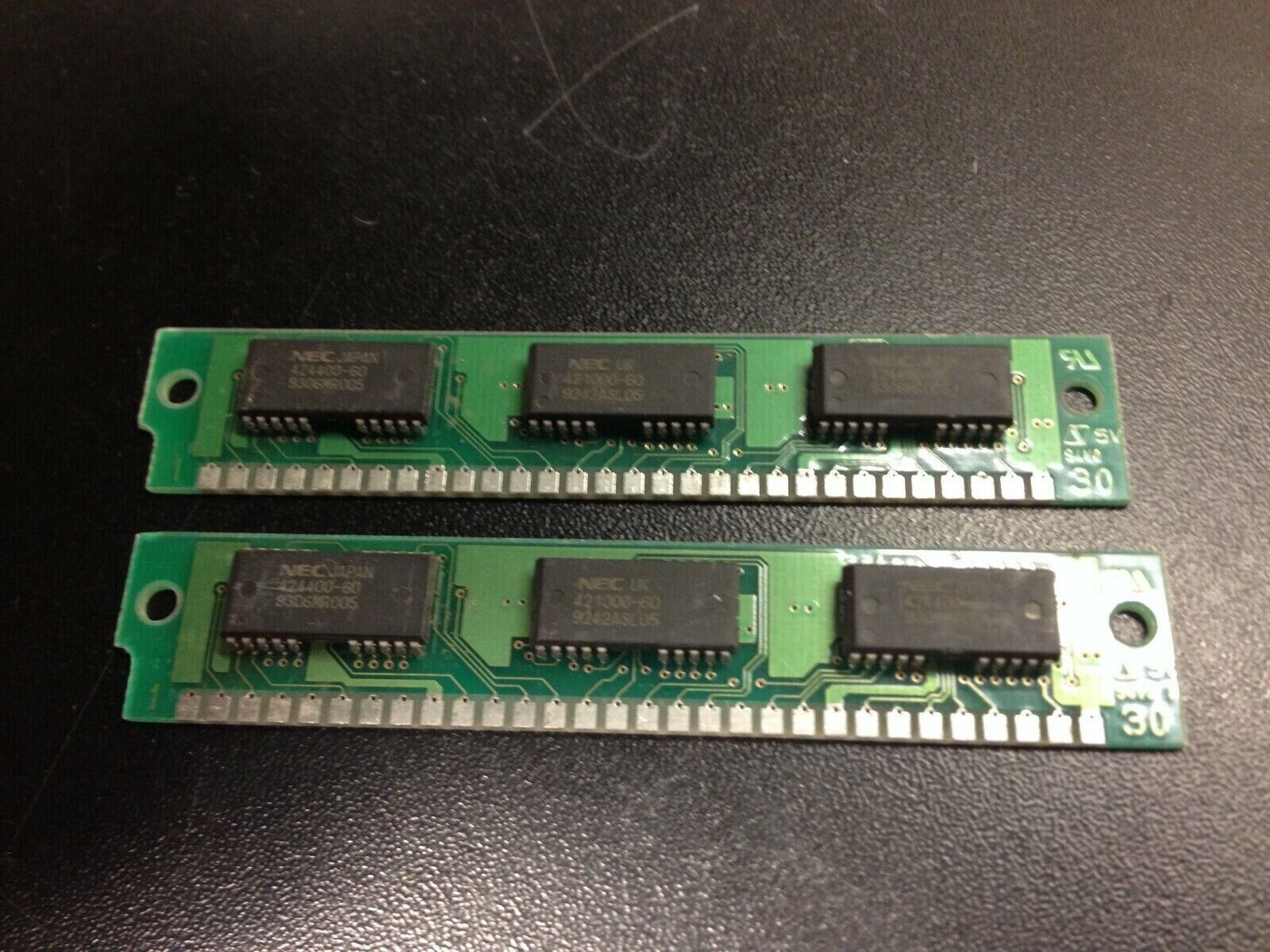 2x 1MB 30-Pin 3-Chip Parity 60ns FPM 1Mx9 Memory SIMMs 2MB Apple Mac PC 386