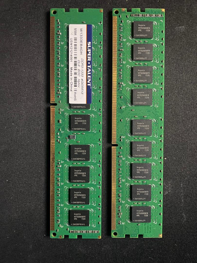 SUPER TALENT DDR3-1333 4GB/256X8 ECC MEMORY CL9 W1333EB4GH Server RAM