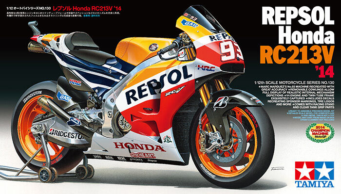 Tamiya 14130 1/12 Model Kit Repsol Honda RC213V \'14 MotoGP Champion Marc Marquez