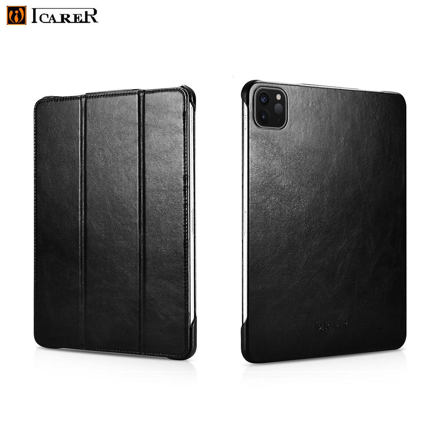 NEW Luxury ICARER GENUINE Leather Tri-Fold Stand Smart Case Cover For Apple iPad