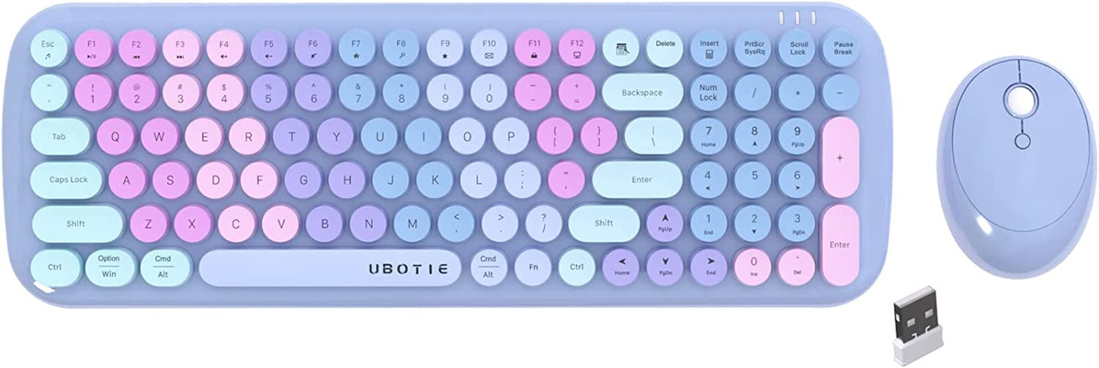 Wireless Keyboards and Mouse Combos,  Colorful Gradient Rainbow Colored Retro