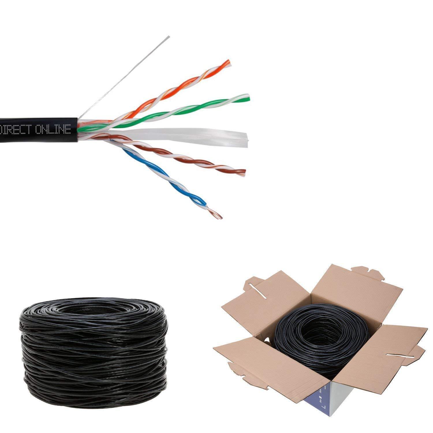 500ft Cat6 Network Cable Outdoor Direct Burial 23AWG Solid Bulk Ethernet Wire