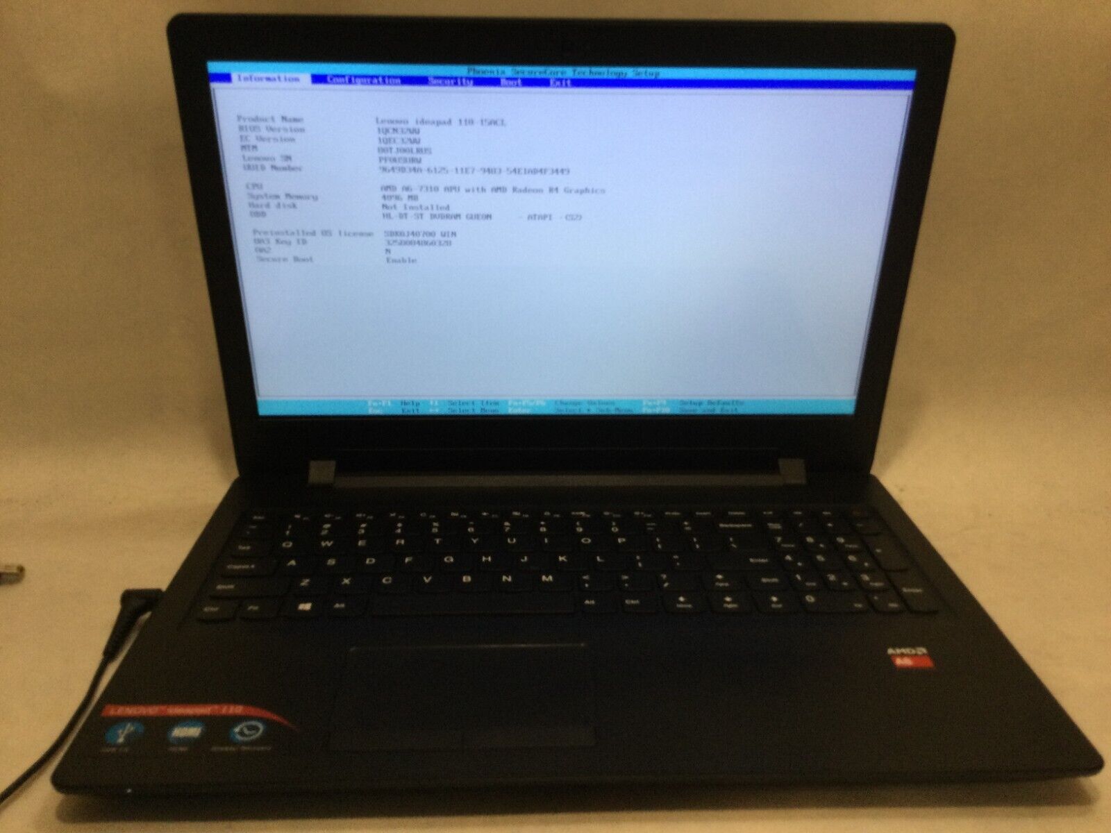 Lenovo IdeaPad 110-15ACL / AMD A6-7310 R4 / (MISSING PARTS) MR