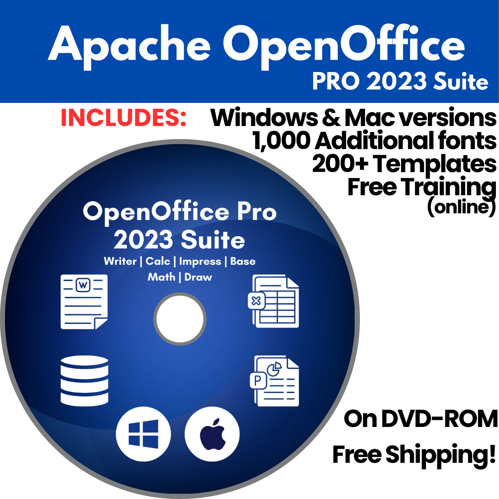Open Office Software Suite for Windows & MAC | PRO 2023 Edition - DVD-ROM