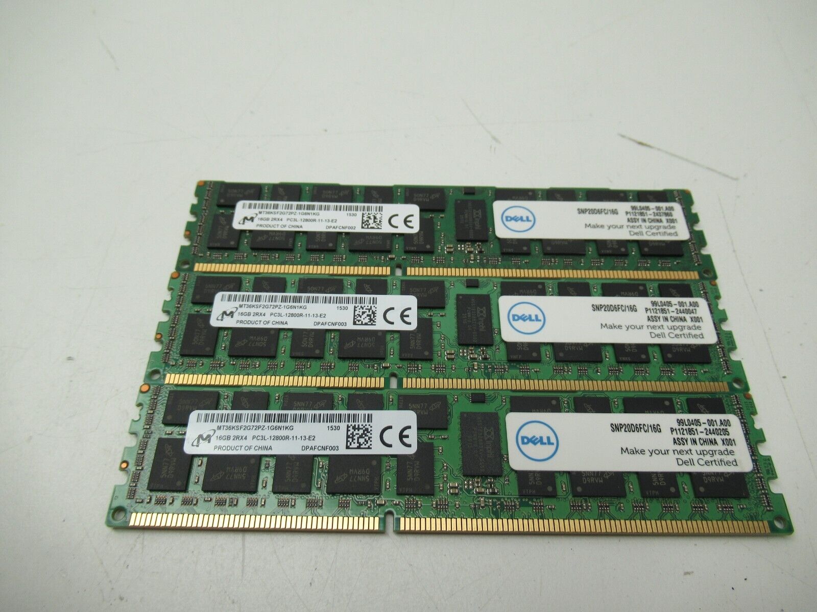 Lot of 3x16GB=48GB Micron MT36KSF2G72PZ-1G6N1KG 2Rx4 PC3L-12800R Server Memory