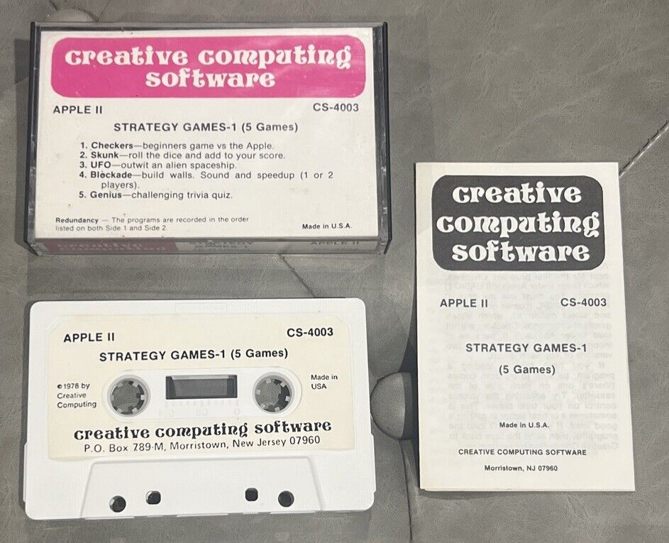 Apple II Creative Computing Strategy Games CS-4003 HTF RARE VINTAGE 1978