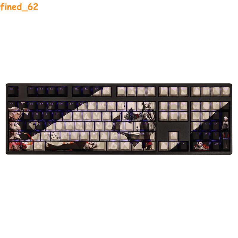 108Keys Genshin Impact Arlecchino PBT Transparent Keycaps for Cherry MX Keyboard