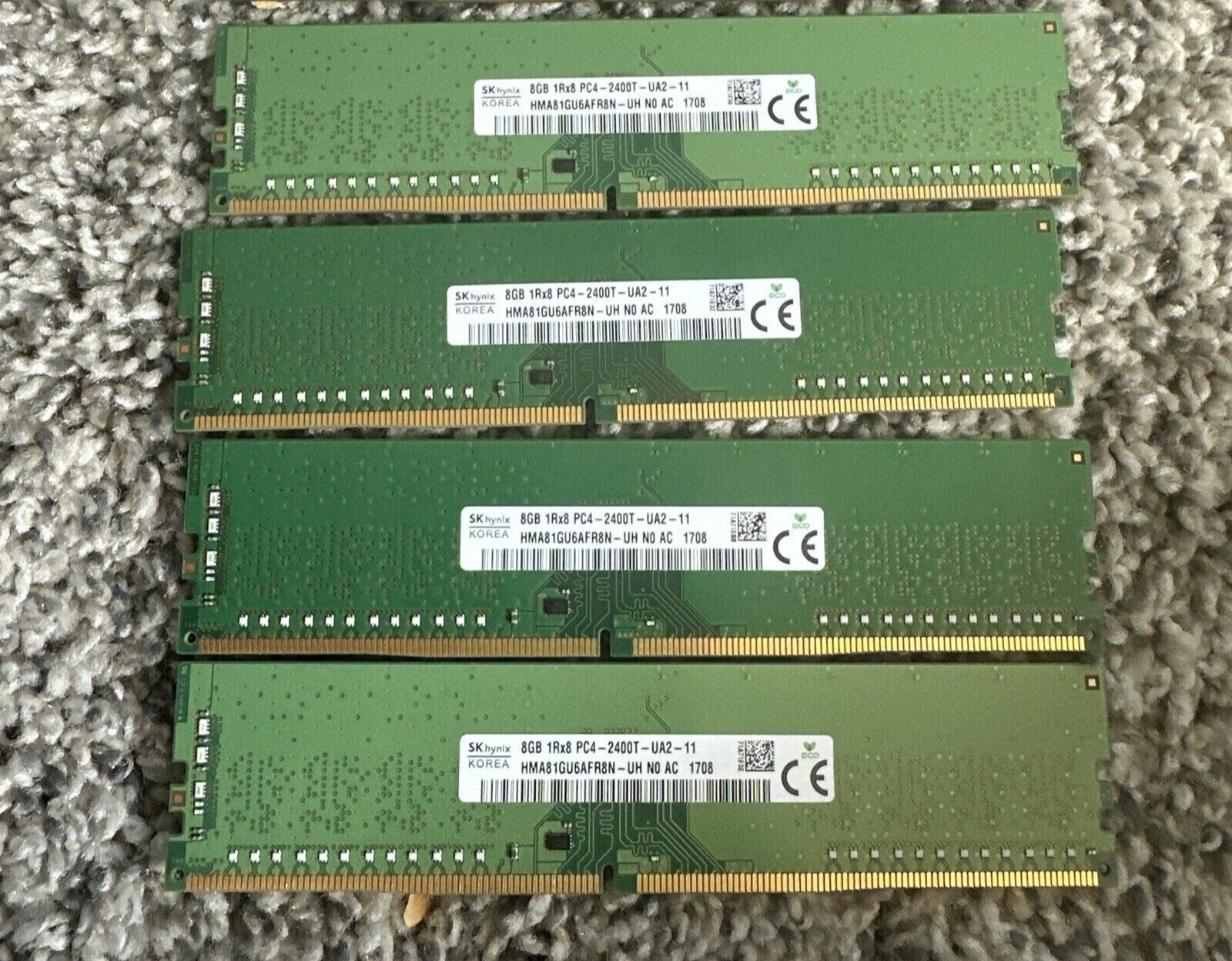 Lot of 4 SK hynix 8GB 1Rx8 PC4-2400T-HMA81GU6AFR8N-UH NO AC Desktop Memory RAM