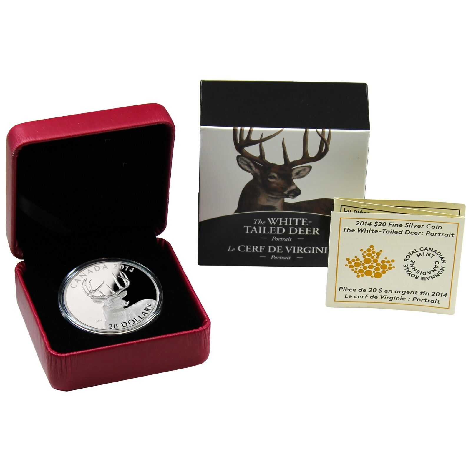 2014 CANADA WHITETAILED DEER PORTRAIT SILVER 1 OZ PROOF W/OGP